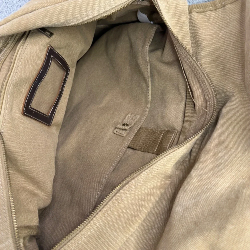 A. Kurtz Messenger Bag‎ Mens Large Khaki Tan Canvas Crossbody Field Satchel